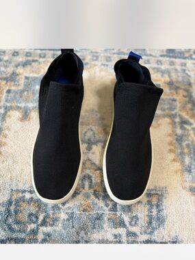 Rothy's Black Knit Slip-On Loafers with White Sole